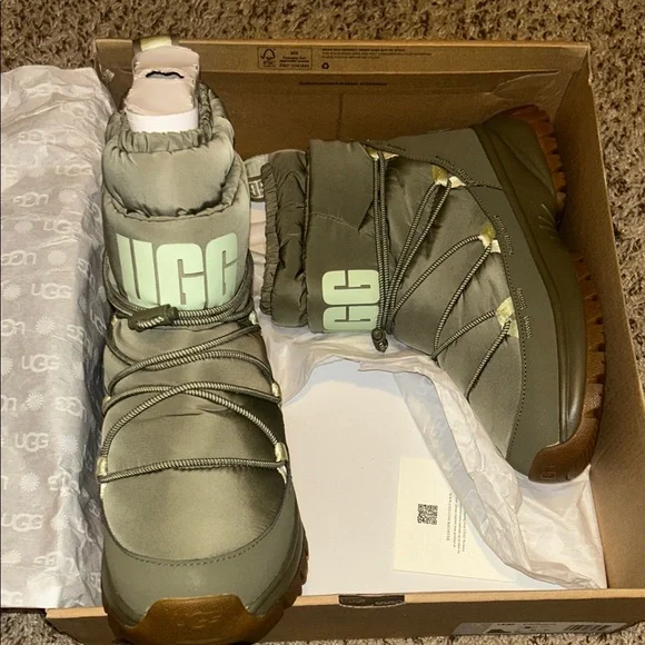 UGG Sage Green Puffer Boots - Picture 4 of 7